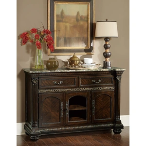 Homelegance Russian Hill Classic Faux Marble Top Wood Buffet, Cherry