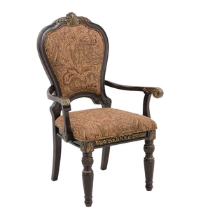 Homelegance Russian Hill Classic Fabric/Wood Dining Arm Chair, Cherry/Brown (Set of 2)