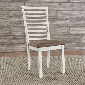 Liberty Furniture Brook Bay Polyester/Wood Ladder Back Side Chair, Textured White & Carbon Gray (Set of 2)