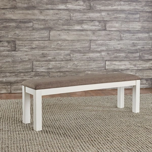 Liberty Furniture Brook Bay Polyester/Wood Dining Bench, Textured White & Carbon Gray