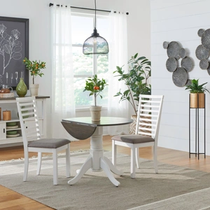 Liberty Furniture Brook Bay Round Drop Leaf Dining Set | Two-Tone Finish, Textured White & Carbon Gray