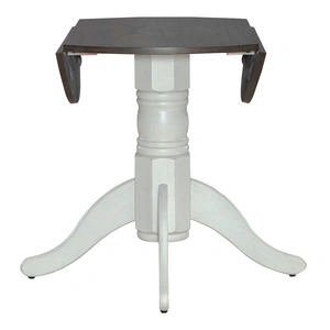 Liberty Furniture Brook Bay Round Wood Drop Leaf Dining Table, Textured White & Carbon Gray