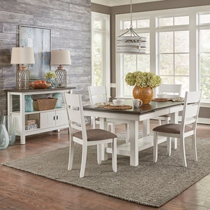Liberty Furniture Brook Bay Opt Extendable Trestle Dining Set | Liberty Furniture, Textured White & Carbon Gray