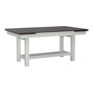 Liberty Furniture Brook Bay Rectangular Wood Extendable Trestle Dining Table, Textured White & Carbon Gray