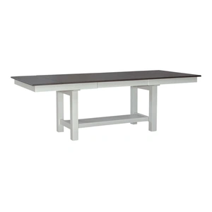 Liberty Furniture Brook Bay Rectangular Wood Extendable Trestle Dining Table, Textured White & Carbon Gray