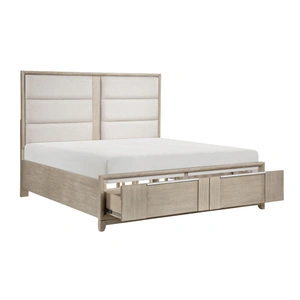 Homelegance McKewen Polyester/Wood Storage Platform Bed, Light Gray