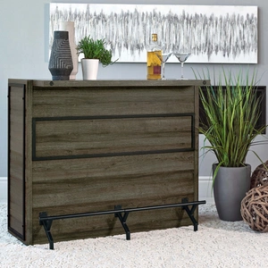 Coaster Joe Rectangular Wood Veneer Storage Bar Unit, Aged Oak/Dark Gunmetal