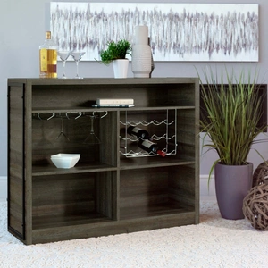 Coaster Joe Rectangular Wood Veneer Storage Bar Unit, Aged Oak/Dark Gunmetal