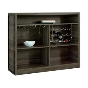 Coaster Joe Rectangular Wood Veneer Storage Bar Unit, Aged Oak/Dark Gunmetal
