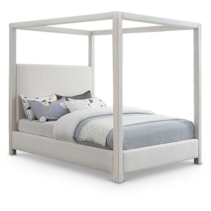 Meridian Furniture Emerson Linen Fabric Canopy Bed