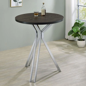 Coaster Edgerton Round Wood Veneer Top Bar Table, Dark Oak/Chrome