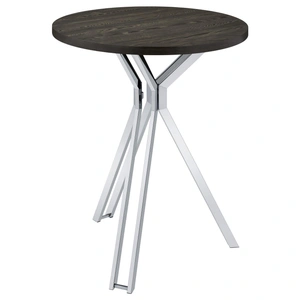 Coaster Edgerton Round Wood Veneer Top Bar Table, Dark Oak/Chrome