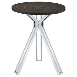 Coaster Edgerton Round Wood Veneer Top Bar Table, Dark Oak/Chrome