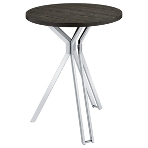 Coaster Edgerton Round Wood Veneer Top Bar Table, Dark Oak/Chrome
