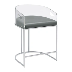 Coaster Thermosolis Acrylic Back Counter Stool with Chrome Base , Clear Acrylic/Chrome (Set of 2)