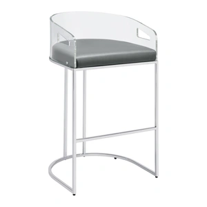 Coaster Thermosolis Acrylic Back Bar Stool with Chrome Base , Clear Acrylic/Chrome (Set of 2)