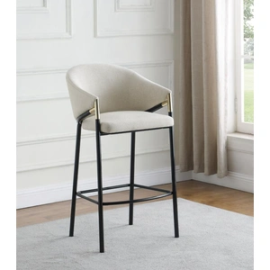 Coaster Chadwick Sloped Arm Fabric Bar Stool with Metal Base, Beige/Glossy Black (Set of 2)