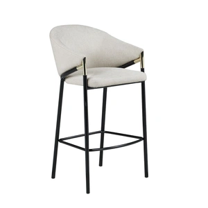 Coaster Chadwick Sloped Arm Fabric Bar Stool with Metal Base, Beige/Glossy Black (Set of 2)