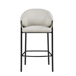 Coaster Chadwick Sloped Arm Fabric Bar Stool with Metal Base, Beige/Glossy Black (Set of 2)