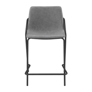 Coaster Earnest Solid Back Leatherette Counter Stool with Metal Base, Grey/Black (Set of 2)