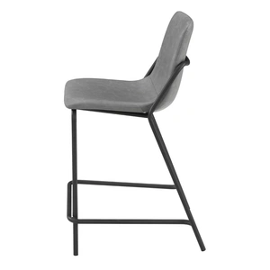 Coaster Earnest Solid Back Leatherette Counter Stool with Metal Base, Grey/Black (Set of 2)