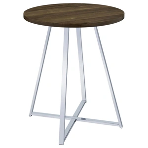 Coaster Burkhart Wood Veneer Round Top Bar Table with Sled Base, Brown Oak/Chrome