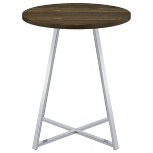 Coaster Burkhart Wood Veneer Round Top Bar Table with Sled Base, Brown Oak/Chrome