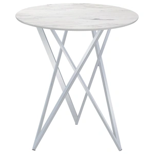 Coaster Bexter Faux Marble Round Top Bar Table, Faux White Marble/Chrome