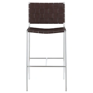 Coaster Adelaide Leatherette Bar Height Stool with Open Back, Brown/Chrome