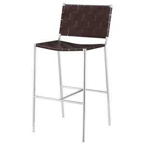 Coaster Adelaide Leatherette Bar Height Stool with Open Back, Brown/Chrome