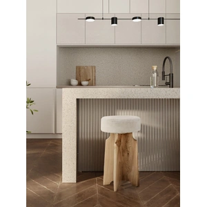 Meridian Furniture Jasper Boucle Fabric Counter Stool with Natural White Oak Base in Cream