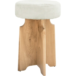 Meridian Furniture Jasper Boucle Fabric Counter Stool with Natural White Oak Base in Cream
