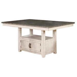 Lifestyle Furniture SM 1852P Wood Pub Dining Room Set w/Storage, Antique White/Grey