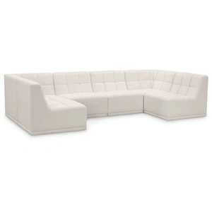 Meridian Furniture Relax 128-inch 6-Piece Velvet Modular U-Shape Sectional