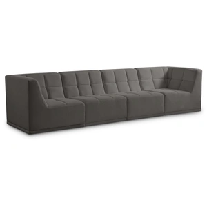 Meridian Furniture Relax 128-inch Velvet Modular Sofa
