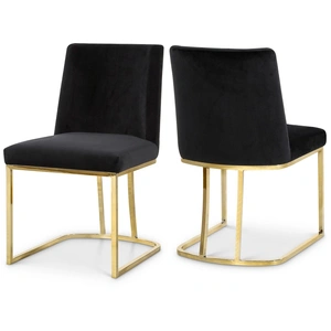 Meridian Furniture Heidi Velvet Dining Chair with Polished Metal Frame (Set of 2)
