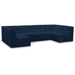 Meridian Furniture Relax 128-inch 6-Piece Velvet Modular U-Shape Sectional