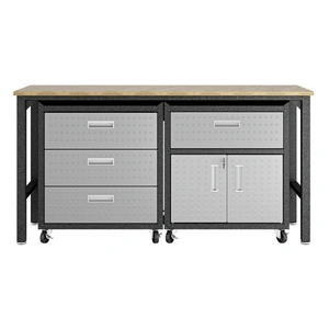Manhattan Comfort Fortress 3-Piece Textured Metal Garage Storage Set, Composition 5