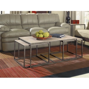 Hammary Modern Basics Rectangular Travertine/Metal Nesting Cocktail Table Set