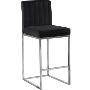 Meridian Furniture Giselle Velvet Counter Stool with Polished Metal Frame