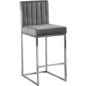 Meridian Furniture Giselle Velvet Counter Stool with Polished Metal Frame