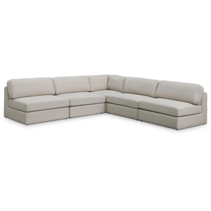 Meridian Furniture Beckham 114-inch 5-Piece Linen Fabric Modular Corner Armless Sectional Sofa