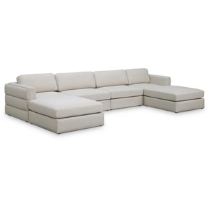 Meridian Furniture Beckham 152-inch 6-Piece Linen Fabric Modular U-Shape Sectional Sofa