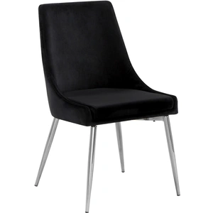 Meridian Furniture Karina Velvet Dining Chair with Polished Metal Frame (Set of 2)