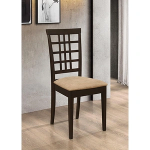 Coaster Kelso Fabric/Wood Lattice Back Dining Chair, Cappuccino/Beige (Set of 2)