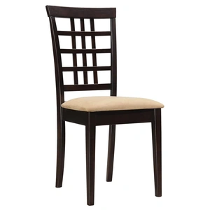 Coaster Kelso Fabric/Wood Lattice Back Dining Chair, Cappuccino/Beige (Set of 2)