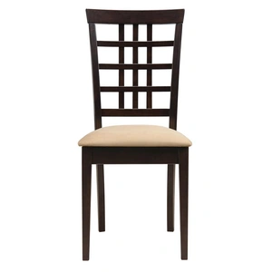 Coaster Kelso Fabric/Wood Lattice Back Dining Chair, Cappuccino/Beige (Set of 2)