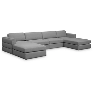 Meridian Furniture Beckham 152-inch 6-Piece Linen Fabric Modular U-Shape Sectional Sofa