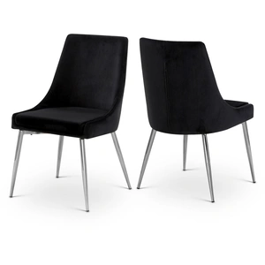 Meridian Furniture Karina Velvet Dining Chair with Polished Metal Frame (Set of 2)