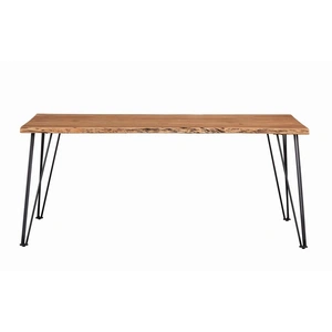 Coaster Sherman Solid Acacia Wood Rectangular Dining Table with Hairpin Metal Legs, Natural Acacia/Matte Black